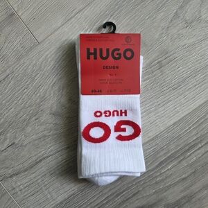 HUGO White and Red Casual Socks